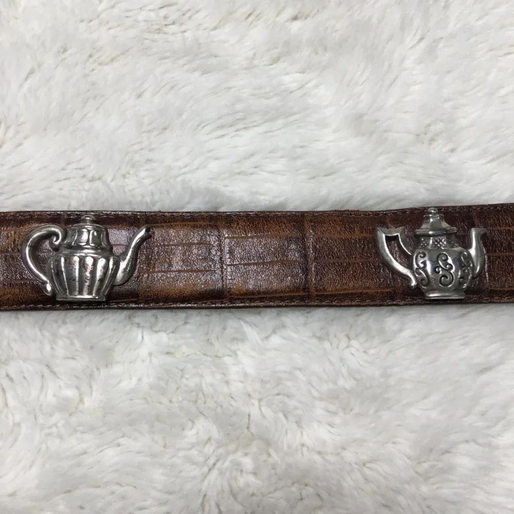 Brighton Women's Teapot Leather Belt Size M Length 36
